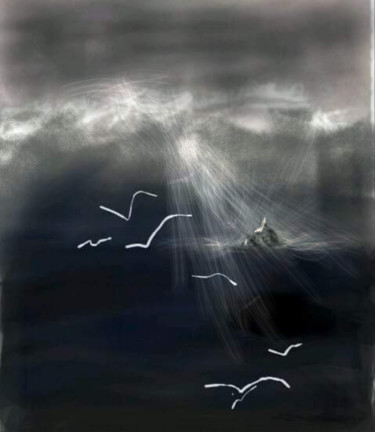 Arts numériques intitulée "Le Mont St Michel" par Jacky Patin, Œuvre d'art originale, Peinture numérique