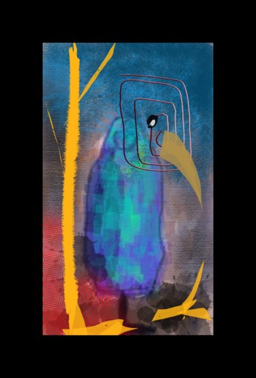 Digital Arts titled "L'oiseau guetteur" by Jacky Patin, Original Artwork, 2D Digital Work