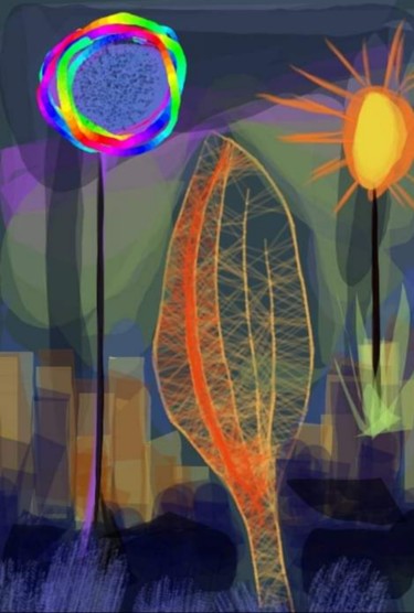 Arts numériques intitulée "Soleil nocturne" par Jacky Patin, Œuvre d'art originale, Travail numérique 2D