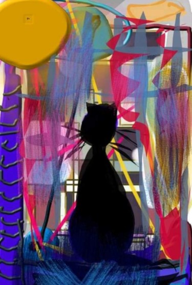 Arte digitale intitolato ""The cat."" da Jacky Patin, Opera d'arte originale, Lavoro digitale 2D