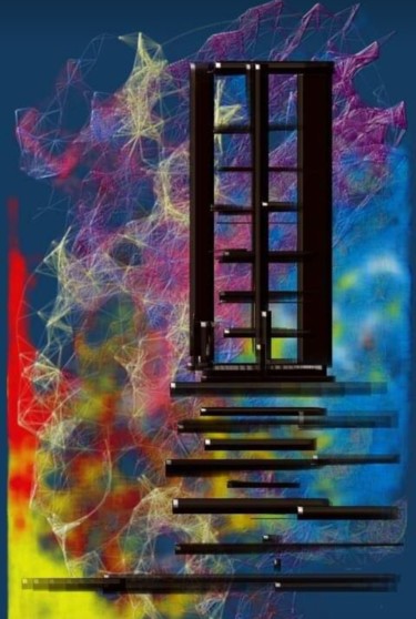 Digitale Kunst mit dem Titel "Fenêtre sur l'espace" von Jacky Patin, Original-Kunstwerk, 2D digitale Arbeit