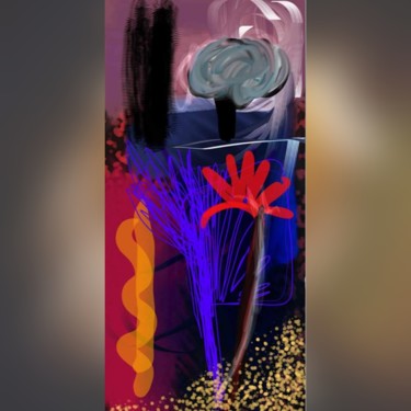 Arts numériques intitulée "La fleur rouge" par Jacky Patin, Œuvre d'art originale, Travail numérique 2D
