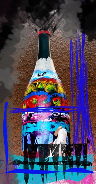 Arts numériques intitulée "Une bouteille à la…" par Jacky Patin, Œuvre d'art originale, Travail numérique 2D