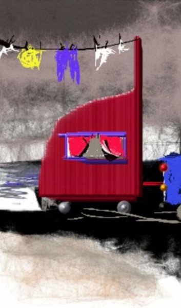 Arts numériques intitulée "La caravane" par Jacky Patin, Œuvre d'art originale, Travail numérique 2D