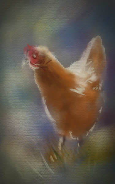 Arts numériques intitulée "Ma poule. ?." par Jacky Patin, Œuvre d'art originale, Peinture numérique