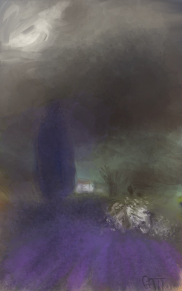 Arts numériques intitulée "Le champ de lavande" par Jacky Patin, Œuvre d'art originale, Travail numérique 2D