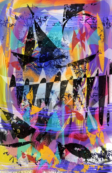 Arts numériques intitulée "Fête en mer" par Jacky Patin, Œuvre d'art originale, Travail numérique 2D