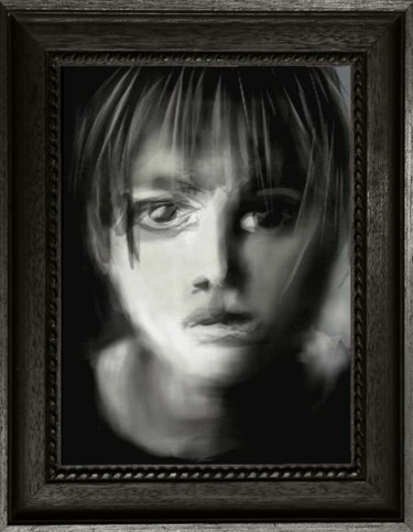 Digital Arts titled "La jeune fille brune" by Jacky Patin, Original Artwork, Digital Painting