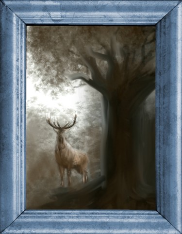 Digital Arts titled "Le cerf" by Jacky Patin, Original Artwork, Digital Painting