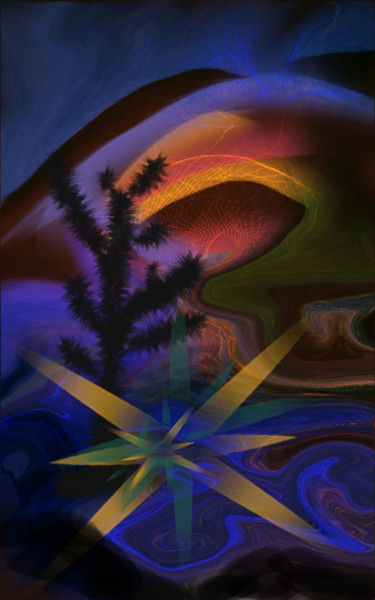 Digital Arts titled "La nuit de las-bas" by Jacky Patin, Original Artwork, Digital Painting