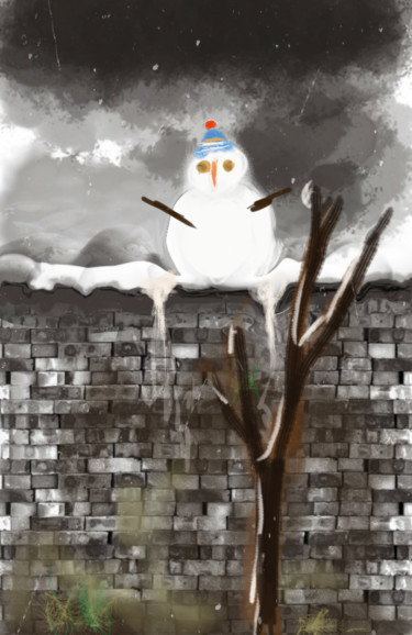 Digital Arts titled "Le bonhomme de neige" by Jacky Patin, Original Artwork, 2D Digital Work