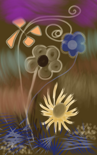 Grafika cyfrowa / sztuka generowana cyfrowo zatytułowany „Art floral” autorstwa Jacky Patin, Oryginalna praca, Malarstwo cyf…