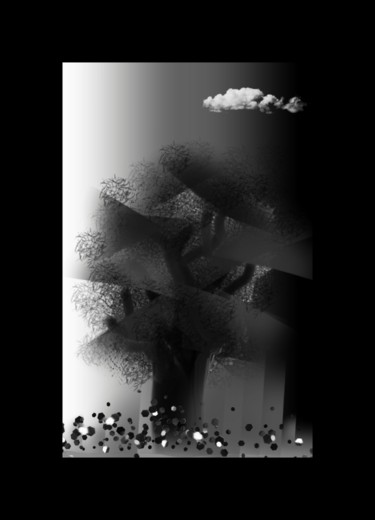 Digitale Kunst mit dem Titel "Le nuage au-dessus…" von Jacky Patin, Original-Kunstwerk, Digitale Malerei
