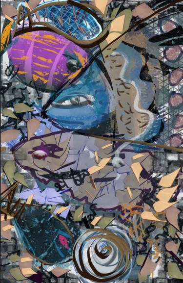 Digital Arts titled "La mare aux poissons" by Jacky Patin, Original Artwork, Digital Painting