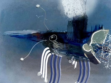 Arts numériques intitulée "Le sous-marin volan…" par Jacky Patin, Œuvre d'art originale, Peinture numérique