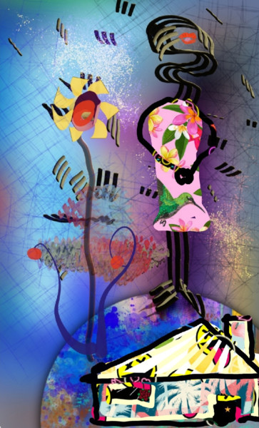 Digitale Kunst mit dem Titel "La grande cantatric…" von Jacky Patin, Original-Kunstwerk, Digitale Malerei