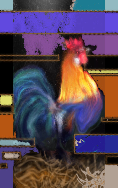 Arts numériques intitulée "Le roi coq..." par Jacky Patin, Œuvre d'art originale, Peinture numérique