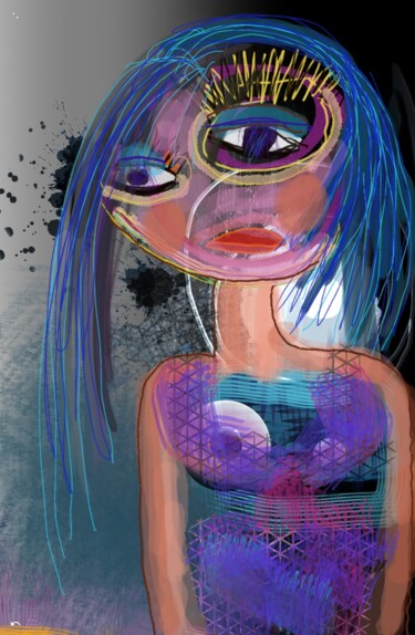 Arts numériques intitulée "Jeune fille  Ursule…" par Jacky Patin, Œuvre d'art originale, Peinture numérique