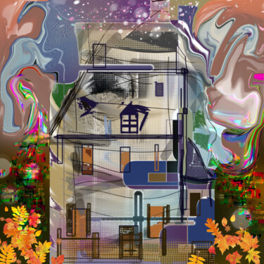 Digitale Kunst mit dem Titel "Ma maison natale...…" von Jacky Patin, Original-Kunstwerk, Digitale Malerei