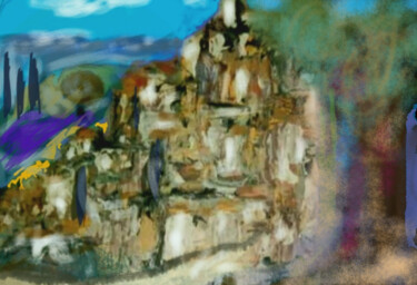 Digitale Kunst mit dem Titel "Un village en Prove…" von Jacky Patin, Original-Kunstwerk, Digitale Malerei
