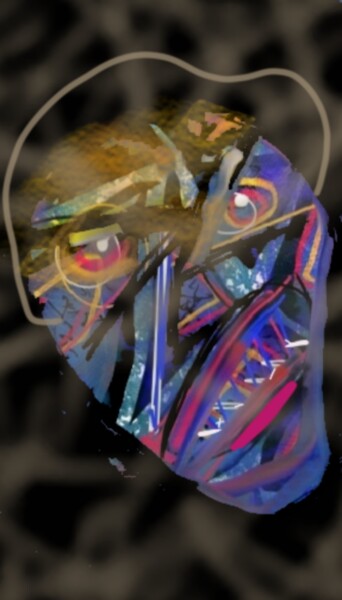 Digital Arts titled "Le masque du 25..." by Jacky Patin, Original Artwork, Digital Painting