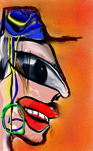 Arts numériques intitulée "L'homme masqué..." par Jacky Patin, Œuvre d'art originale, Peinture numérique