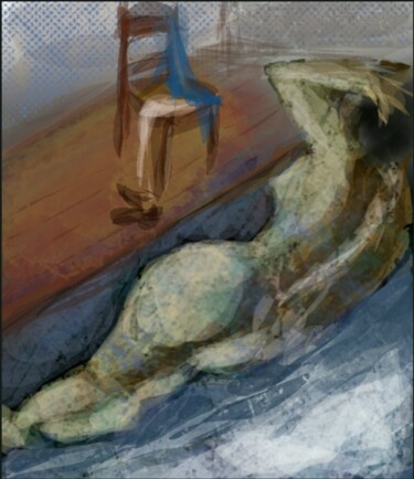 Arts numériques intitulée "La femme allongée s…" par Jacky Patin, Œuvre d'art originale, Peinture numérique