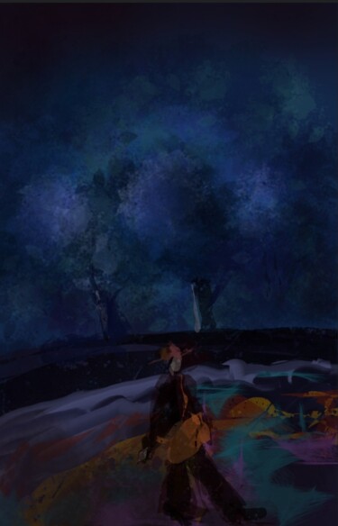 Arts numériques intitulée "Clair de nuit..." par Jacky Patin, Œuvre d'art originale, Peinture numérique