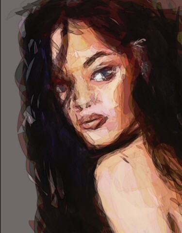 Peinture intitulée "Une femme admirée..." par Jacky Patin, Œuvre d'art originale, Peinture numérique