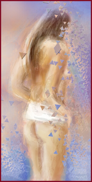 Painting titled "Jeune fille nue..." by Jacky Patin, Original Artwork, Digital Painting