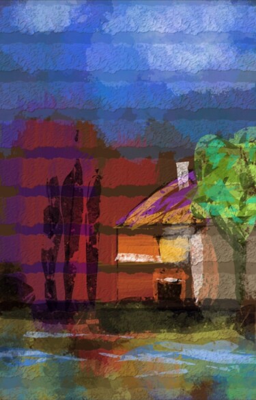 Arts numériques intitulée "La petite maison au…" par Jacky Patin, Œuvre d'art originale, Peinture numérique