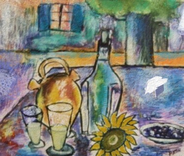 Arts numériques intitulée "La terrasse..." par Jacky Patin, Œuvre d'art originale, Peinture numérique