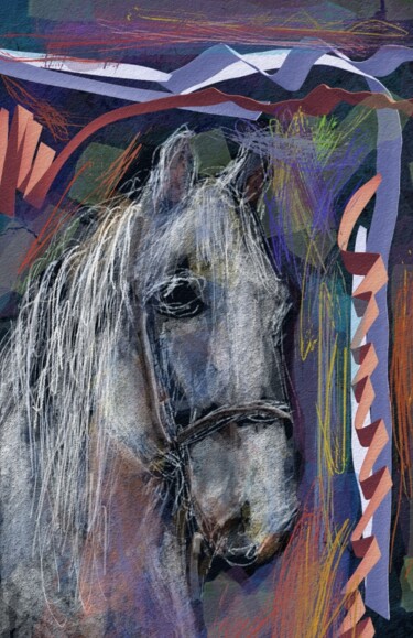Цифровое искусство под названием "Le petit cheval..." - Jacky Patin, Подлинное произведение искусства, Цифровая живопись
