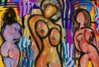 Цифровое искусство под названием "Courbes et couleurs…" - Jacky Patin, Подлинное произведение искусства, Цифровая живопись