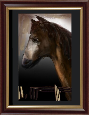 Цифровое искусство под названием "Un cheval..." - Jacky Patin, Подлинное произведение искусства, Цифровая живопись