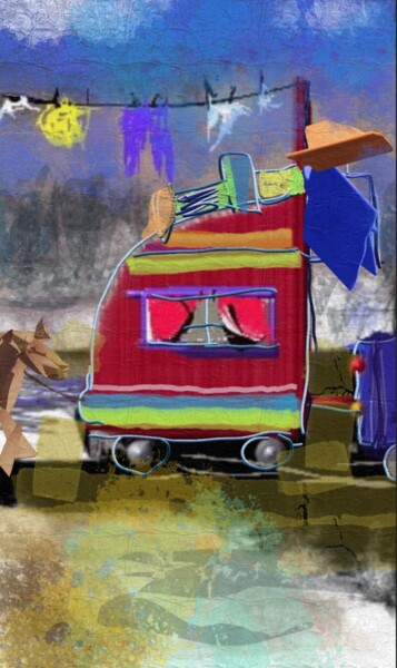 Arte digitale intitolato "Les gens du voyage.…" da Jacky Patin, Opera d'arte originale, Pittura digitale