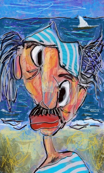 Arts numériques intitulée "Un matelot très sin…" par Jacky Patin, Œuvre d'art originale, Peinture numérique
