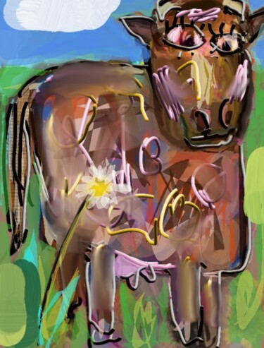 Arts numériques intitulée "Bovinons..." par Jacky Patin, Œuvre d'art originale, Peinture numérique