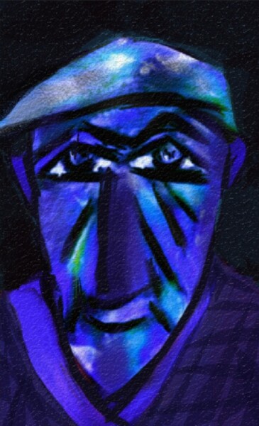 Arts numériques intitulée "L'homme bleu..." par Jacky Patin, Œuvre d'art originale, Peinture numérique