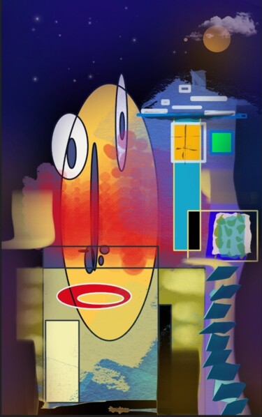 Arts numériques intitulée "Seul sous les étoil…" par Jacky Patin, Œuvre d'art originale, Peinture numérique