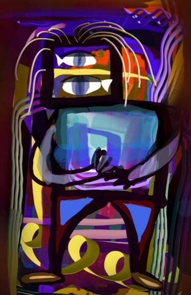 Arts numériques intitulée "L'homme au regard d…" par Jacky Patin, Œuvre d'art originale, Peinture numérique