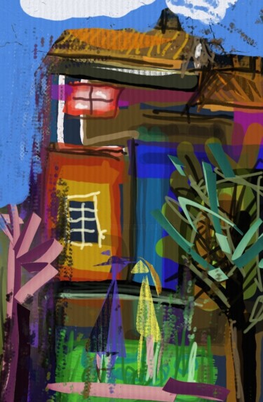 Digital Arts titled "Les 3 maisons..." by Jacky Patin, Original Artwork, Digital Painting