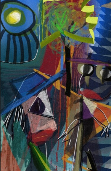 Digitale Kunst mit dem Titel "Vivre ensemble..." von Jacky Patin, Original-Kunstwerk, Digitale Malerei