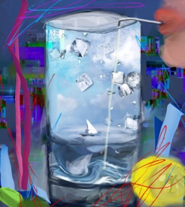 Digitale Kunst mit dem Titel "Cocktail..." von Jacky Patin, Original-Kunstwerk, Digitale Malerei