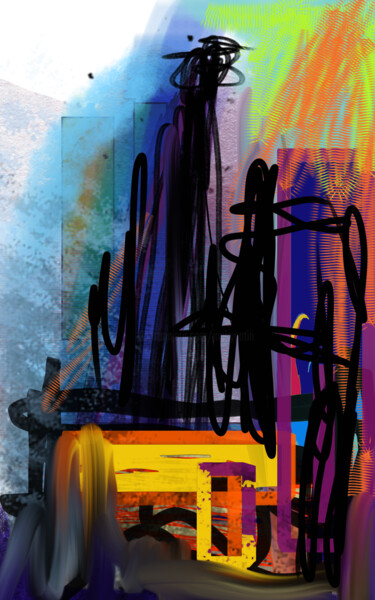 Arts numériques intitulée "Derrière..." par Jacky Patin, Œuvre d'art originale, Peinture numérique