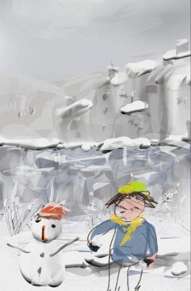 Digital Arts titled "Tombe la neige..." by Jacky Patin, Original Artwork, Digital Painting