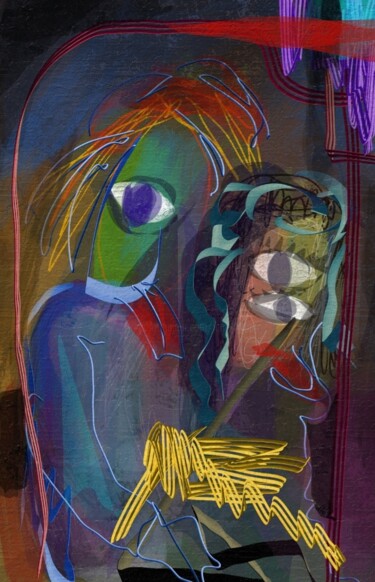 Digitale Kunst mit dem Titel "Une mère..." von Jacky Patin, Original-Kunstwerk, Digitale Malerei
