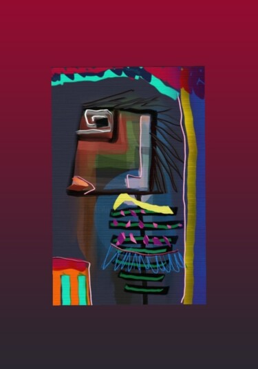 Digitale Kunst mit dem Titel "La tribu des têtes…" von Jacky Patin, Original-Kunstwerk, Digitale Malerei