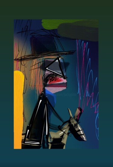 Digitale Kunst mit dem Titel "Le Zorro anonyme..." von Jacky Patin, Original-Kunstwerk, Digitale Malerei