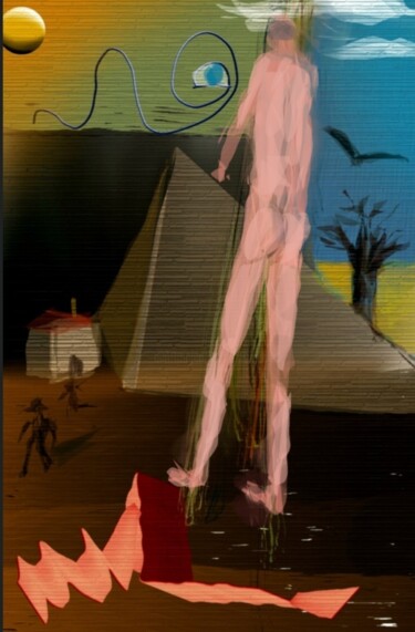 Digital Arts με τίτλο "L'homme géant" από Jacky Patin, Αυθεντικά έργα τέχνης, Ψηφιακή ζωγραφική